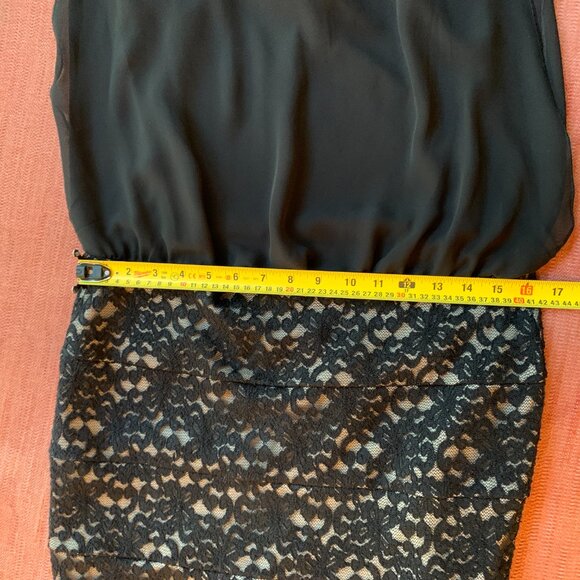 Sweet Storm Black & Nude Lace Mini Dress - Size Large - Party Holiday Classy - Picture 10 of 13
